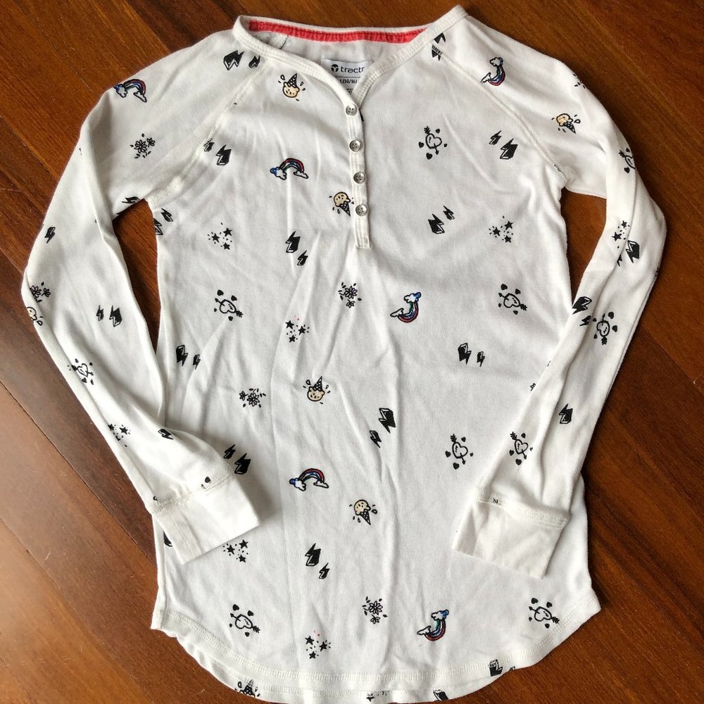 Girl's Henley Style Long Sleeve T-shirt